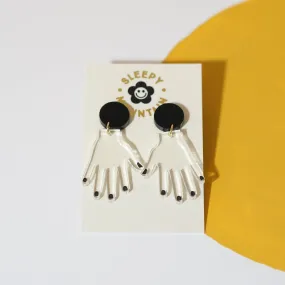 Clear Hands with Black Nails Dangle Earrings