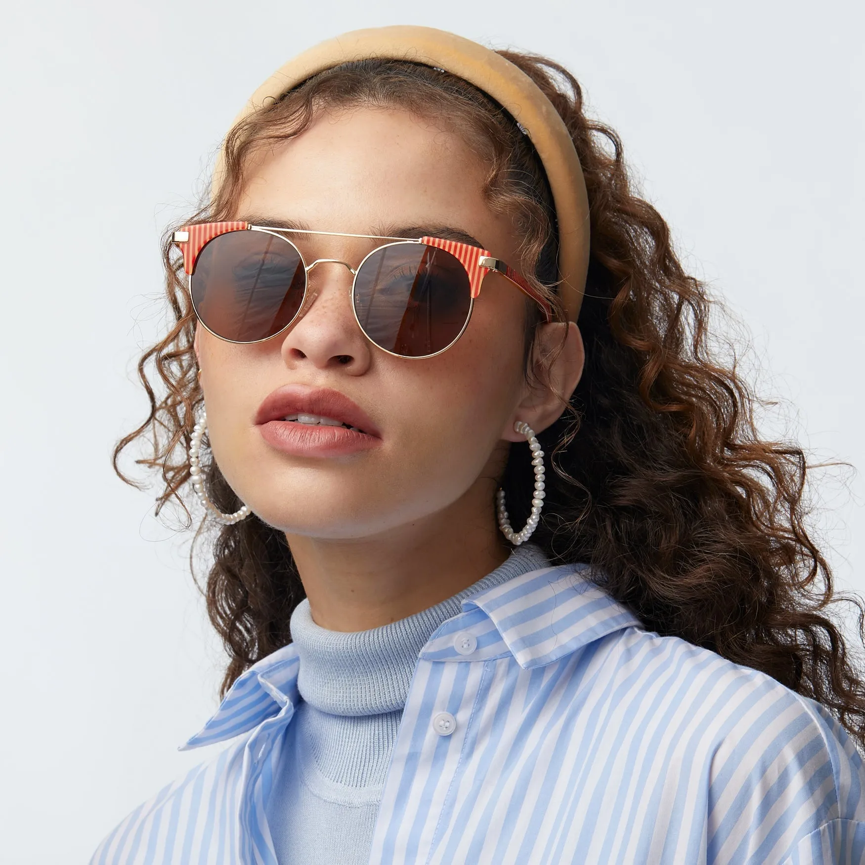 CORAL STRIPE PALMA AVIATOR SUNGLASSES