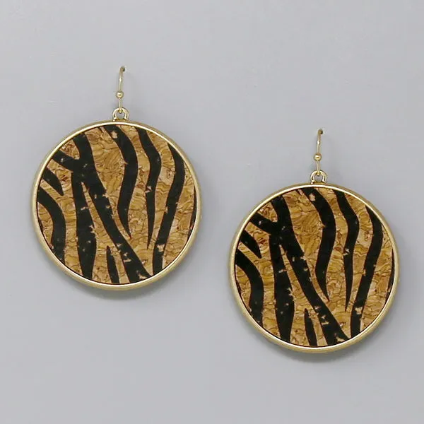 Cork Round Dangle Earrings