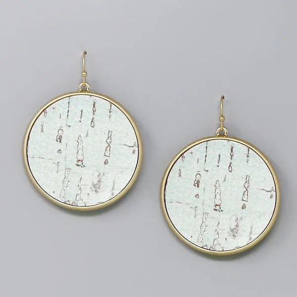 Cork Round Dangle Earrings