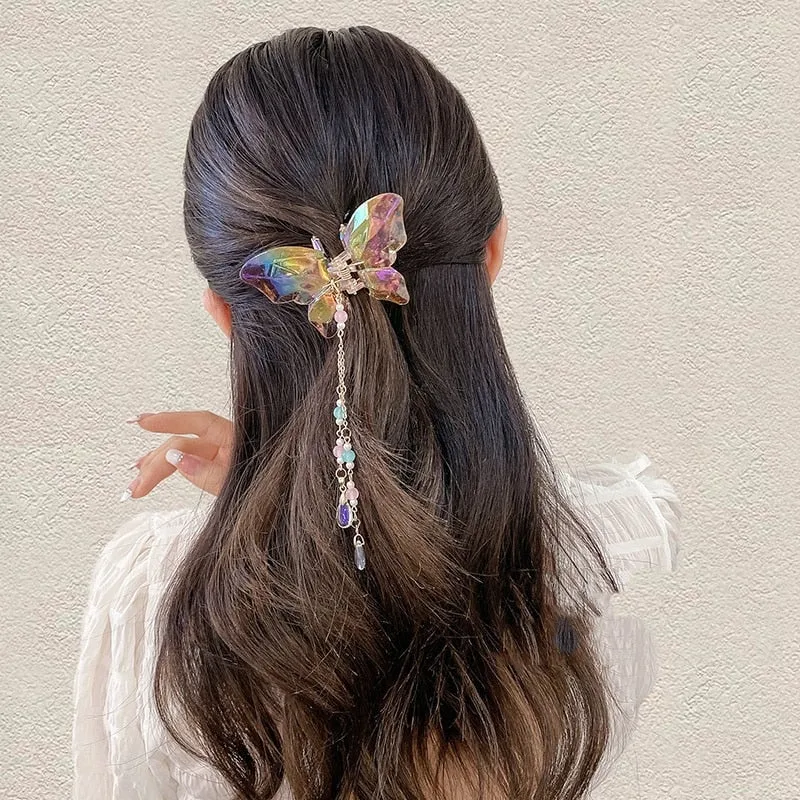 Crystal Butterfly Claw Hair Clip