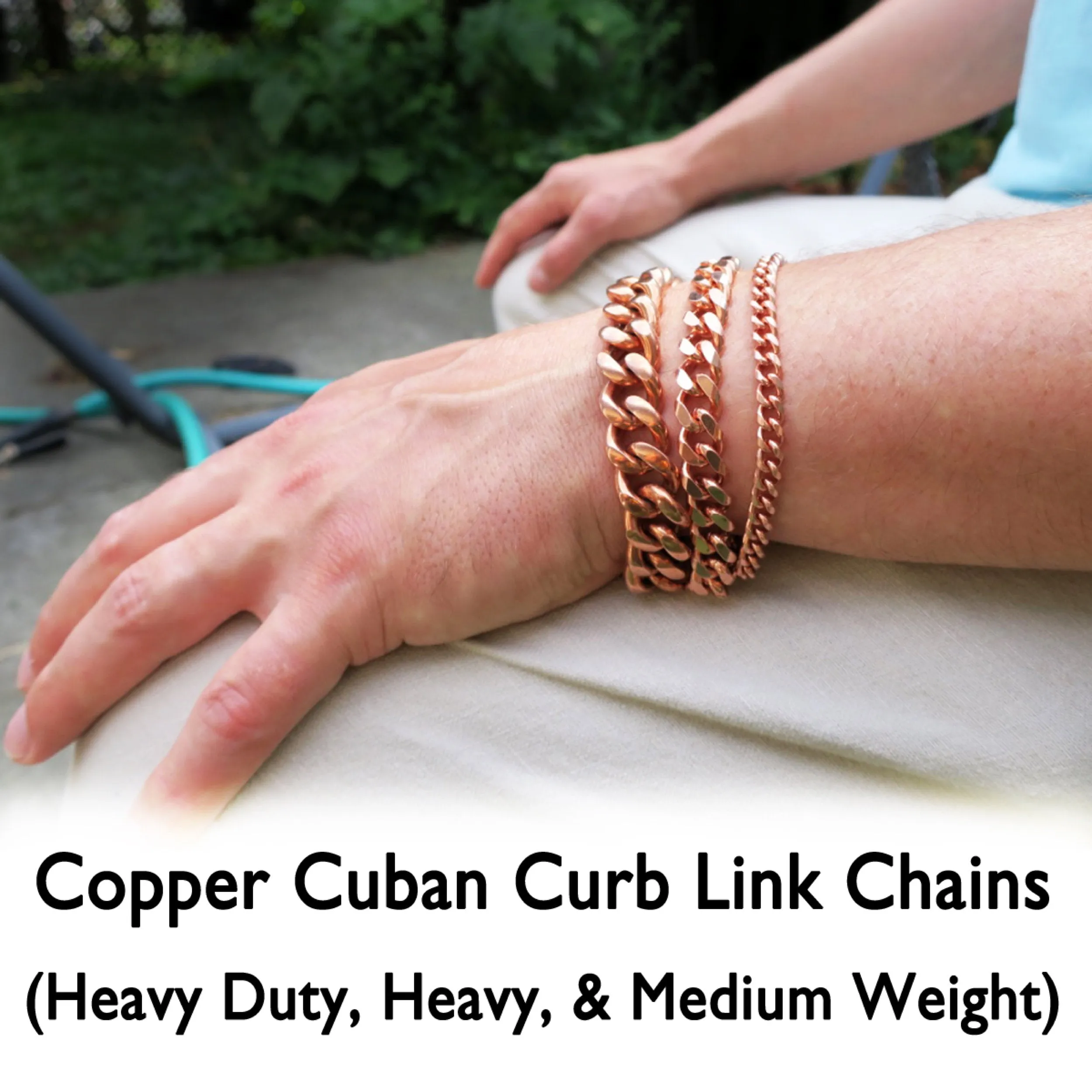 Custom Bracelet Chain Solid Copper Curb Chain Bracelet BC72 Medium 5mm Solid Copper Bracelet Chain Custom Size