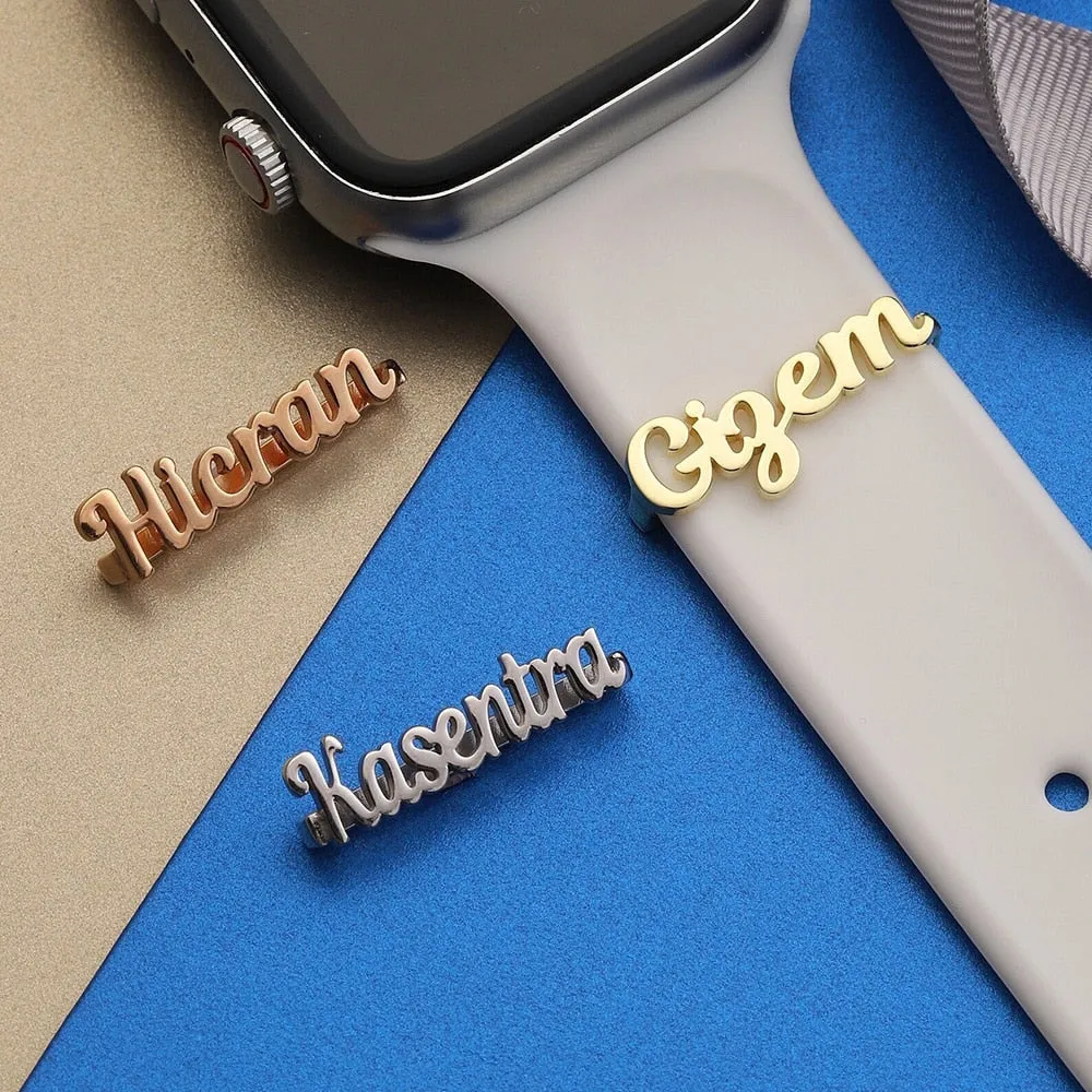 Custom Name Watch Ring for Women Stainless Steel Customized Letter Decorative Ring Loop for Apple Watch Jewelry Accessories