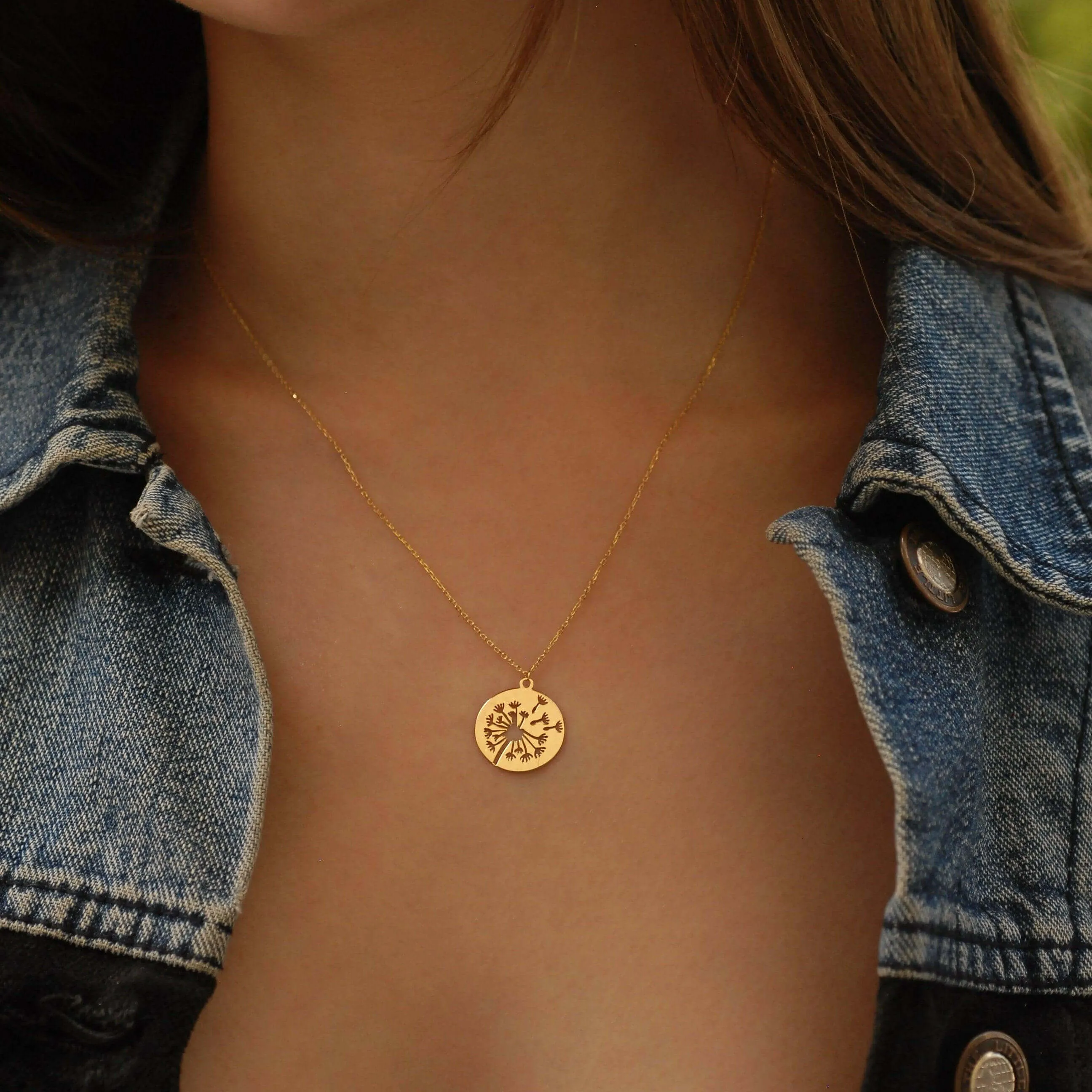 Dandelion Necklace | 14K Solid Gold