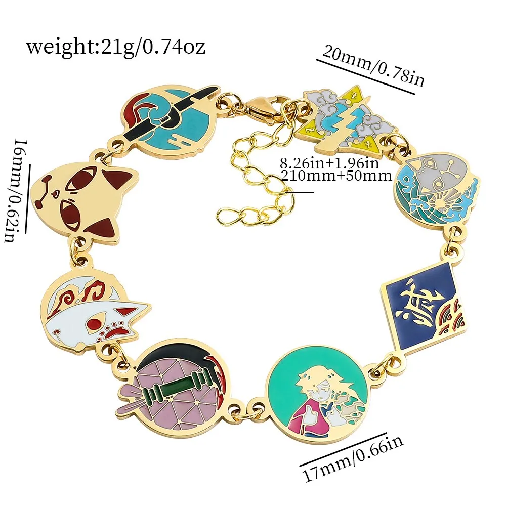 Demon Slayer Kimetsu no Yaiba Charm Bracelet Stainless Steel Metal Chain Bangles Jewelry High Quality