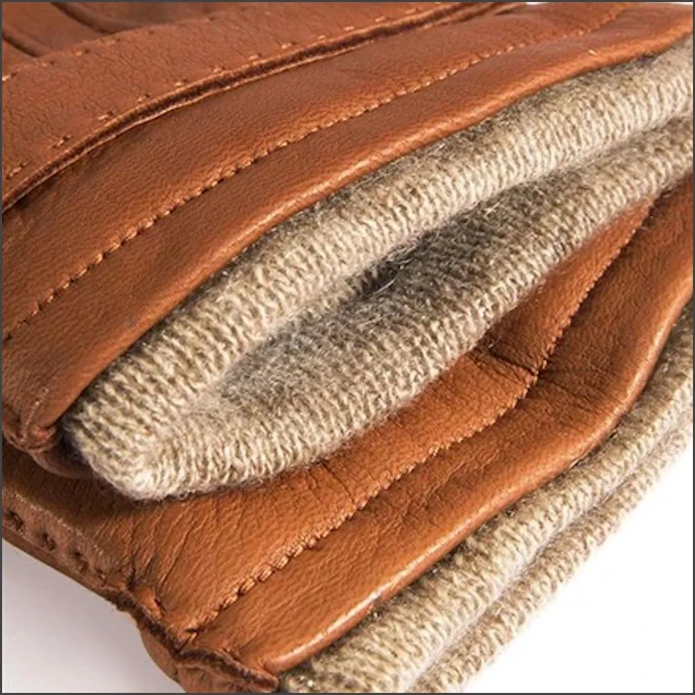 Dents Gloucester Handsewn Cashmere Lined Deerskin Leather Gloves.