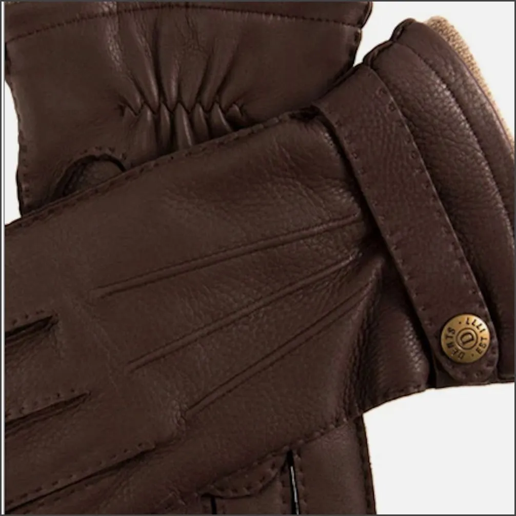 Dents Gloucester Handsewn Cashmere Lined Deerskin Leather Gloves.