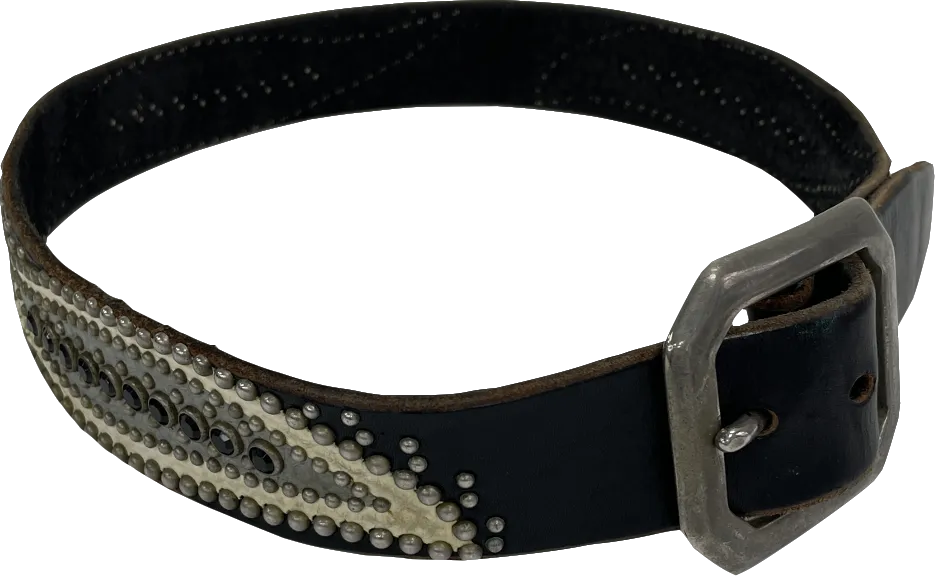 DOA LOS ANGELES Black Handcrafted Embellished Studded Leather Belt UK M