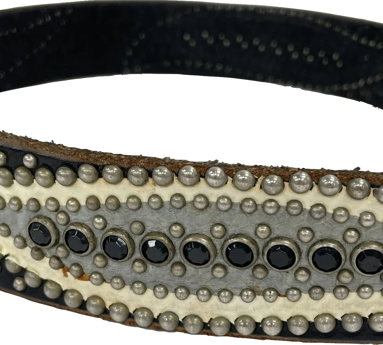 DOA LOS ANGELES Black Handcrafted Embellished Studded Leather Belt UK M