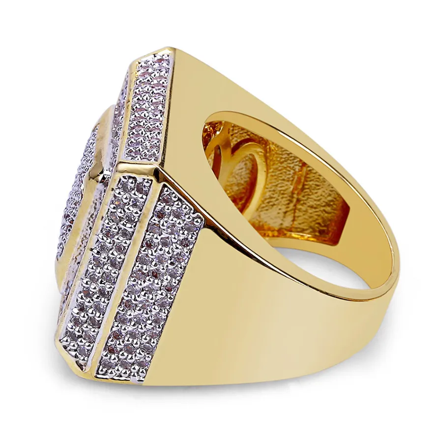 Double Layers Square Iced Out Ring