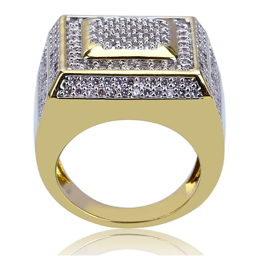 Double Layers Square Iced Out Ring