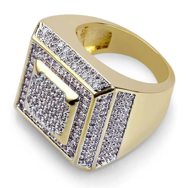 Double Layers Square Iced Out Ring