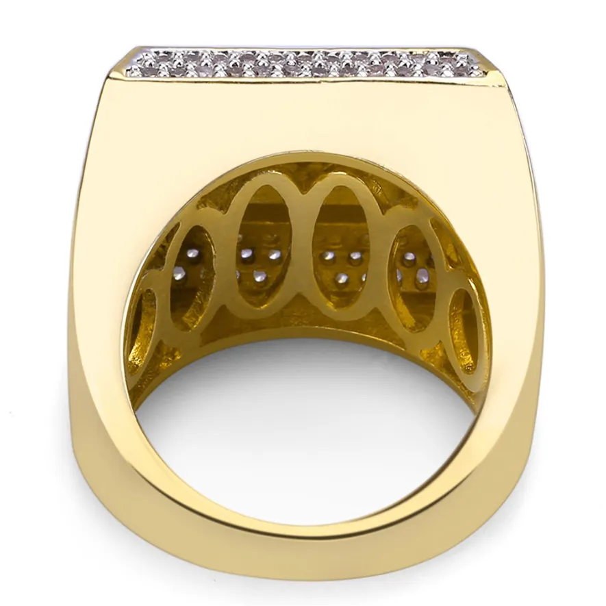 Double Layers Square Iced Out Ring