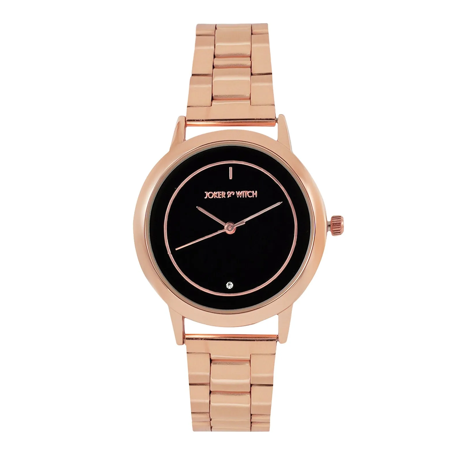 Eclipse Black Dial Rosegold Metallic Strap Watch