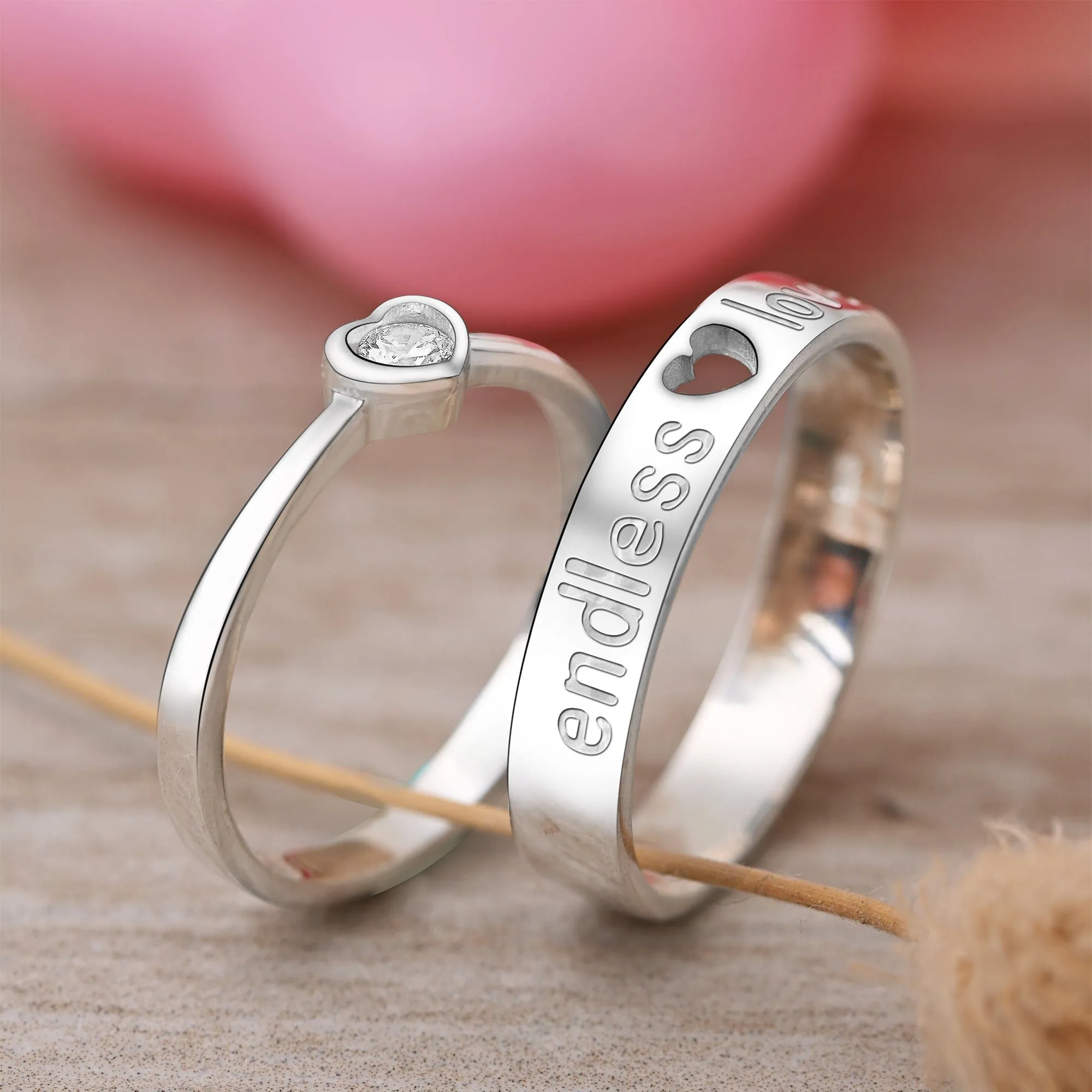 Endless Love CZ Couples Promise Rings Set