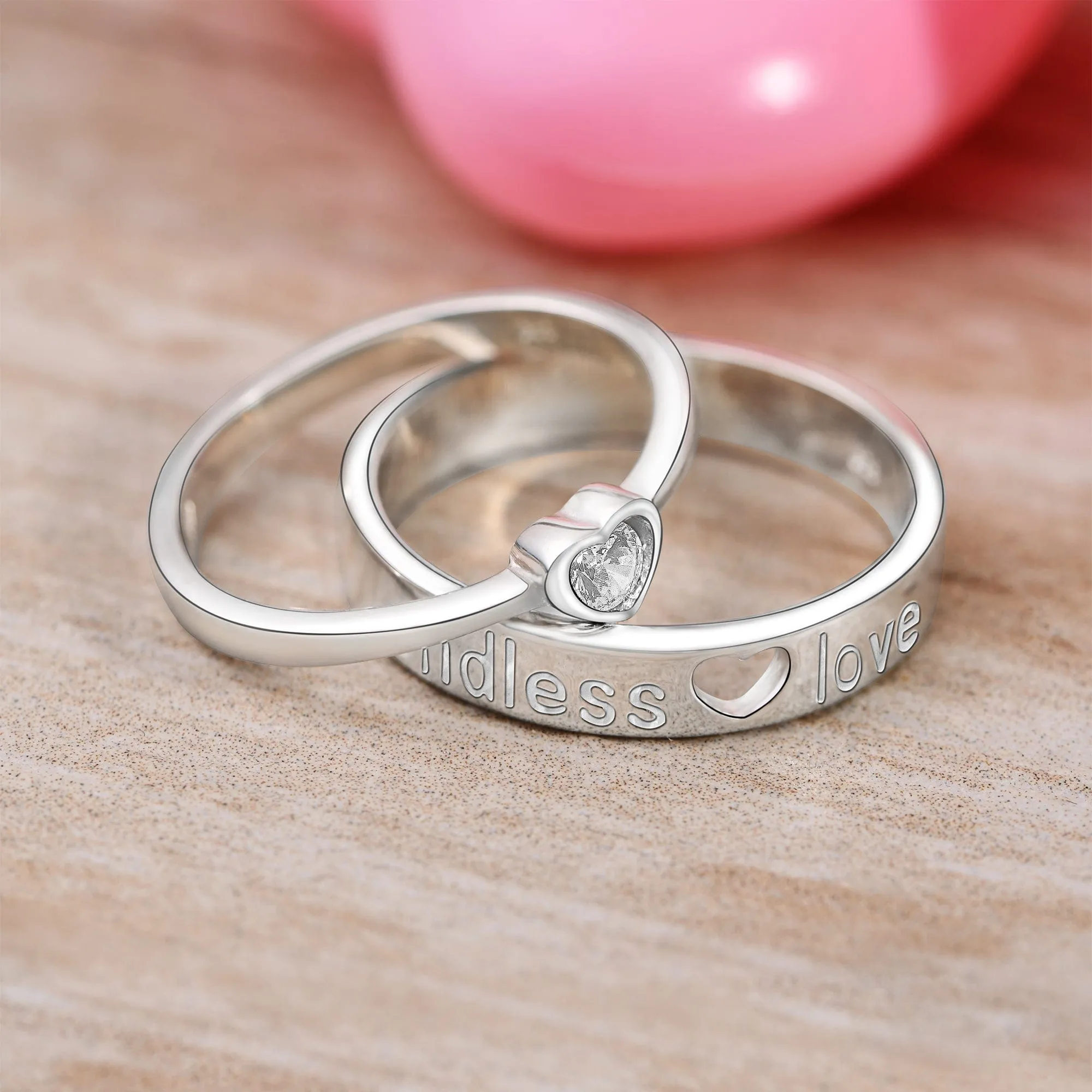 Endless Love CZ Couples Promise Rings Set