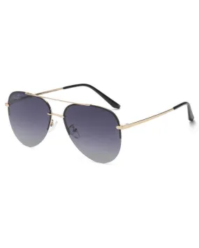 Faith Polarized Rimless Aviator Sunglasses, Gold and Black