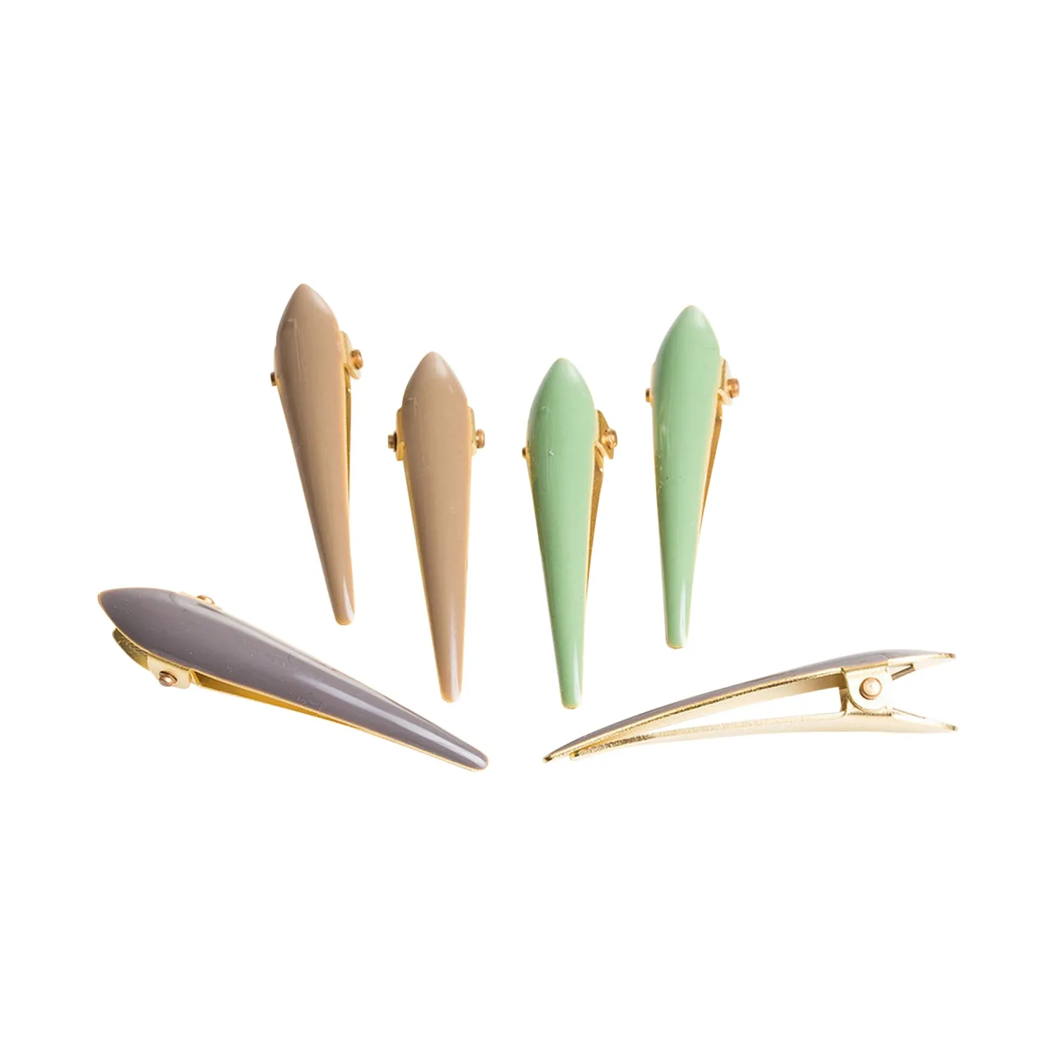 Ficcare Mini Maximas Hair Clip Pair in Sahara Agave Enamel