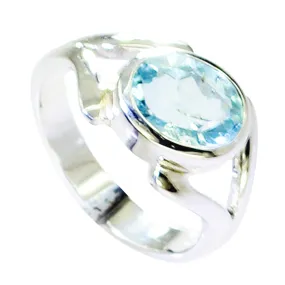 Fine Gemstones Blue Topaz Solid Silver Rings Jewelry Making Tools