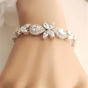 Flower & Teardrop Bridal Bracelet-Anemone