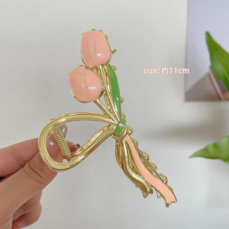 Flower Tulip Hair Claw Shark Clip Headdress