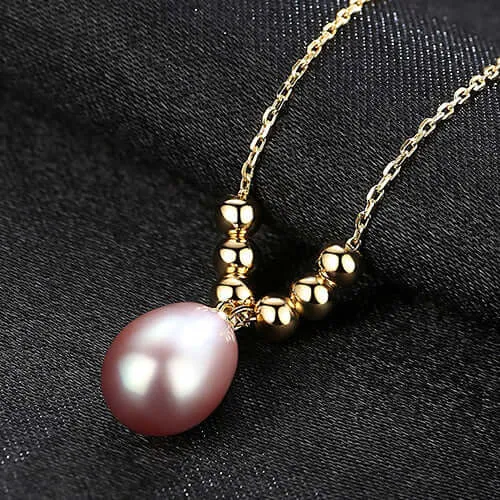 Freshwater Real Pearl Necklace with Pendant S925 Sterling Silver 18K Gold Plating