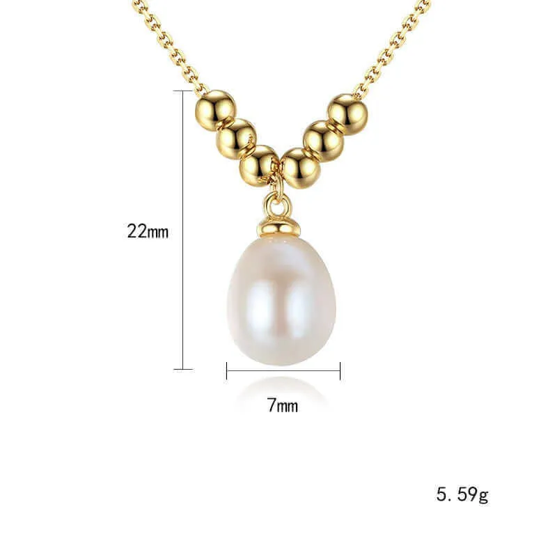 Freshwater Real Pearl Necklace with Pendant S925 Sterling Silver 18K Gold Plating