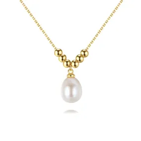 Freshwater Real Pearl Necklace with Pendant S925 Sterling Silver 18K Gold Plating