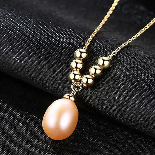 Freshwater Real Pearl Necklace with Pendant S925 Sterling Silver 18K Gold Plating