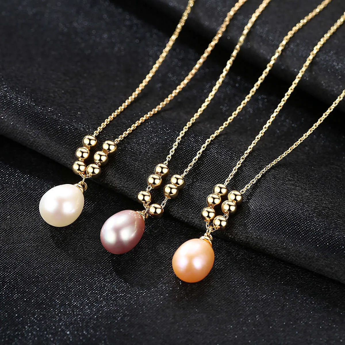 Freshwater Real Pearl Necklace with Pendant S925 Sterling Silver 18K Gold Plating