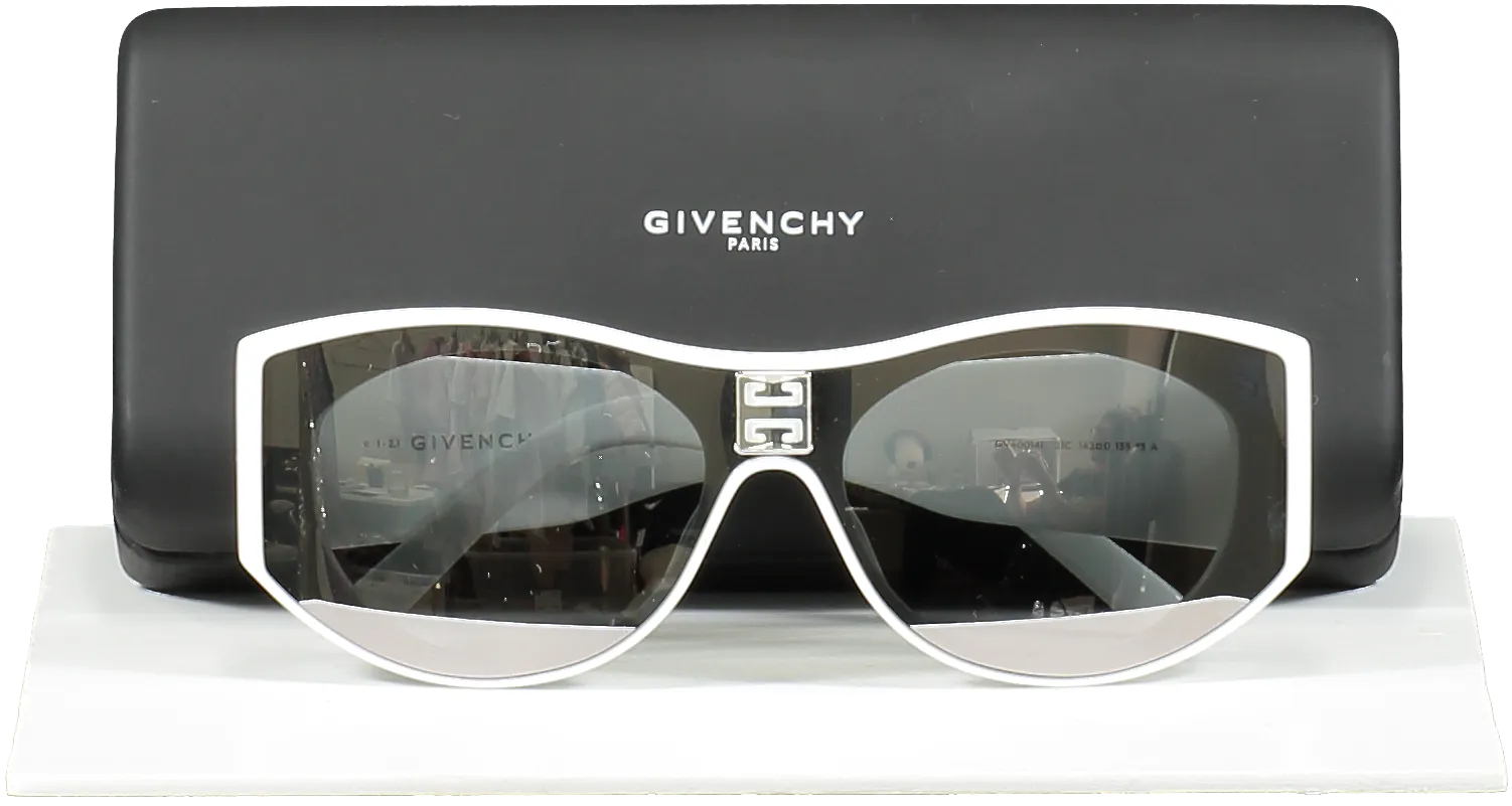 GIvenchy White 4gem Mirror Sunglasses in case