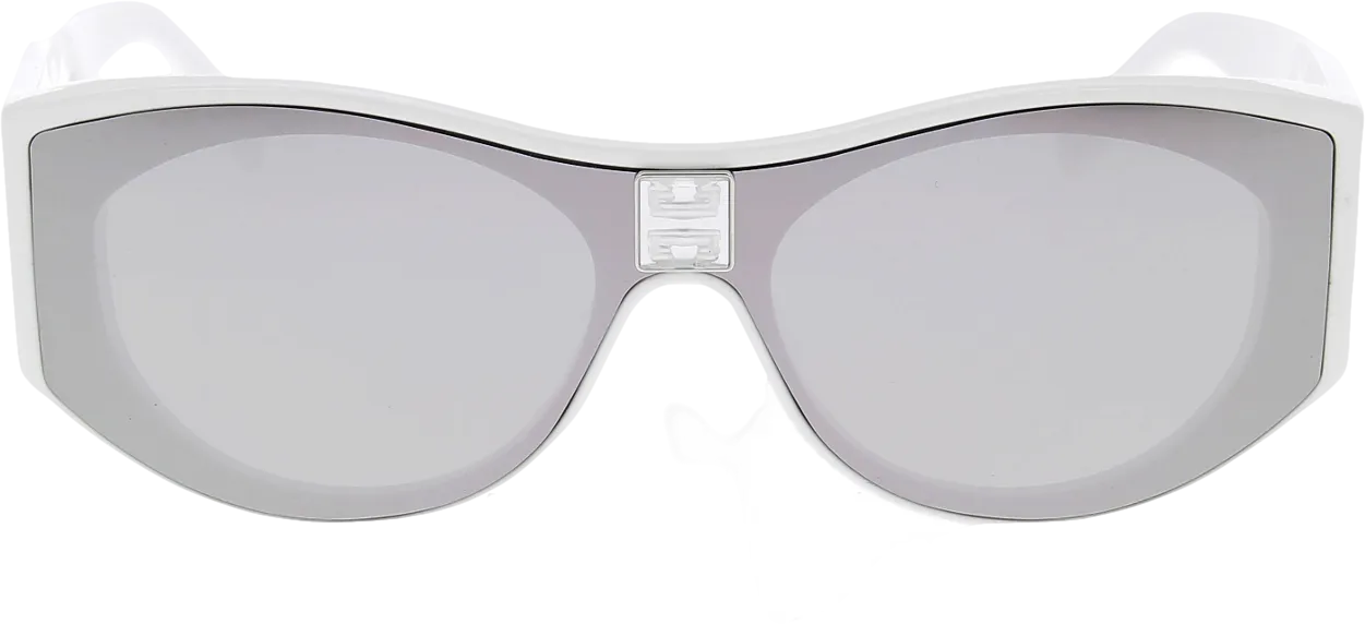 GIvenchy White 4gem Mirror Sunglasses in case