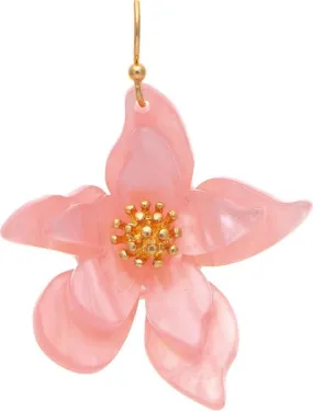 Gold Pink Acrylic Flower Earrings