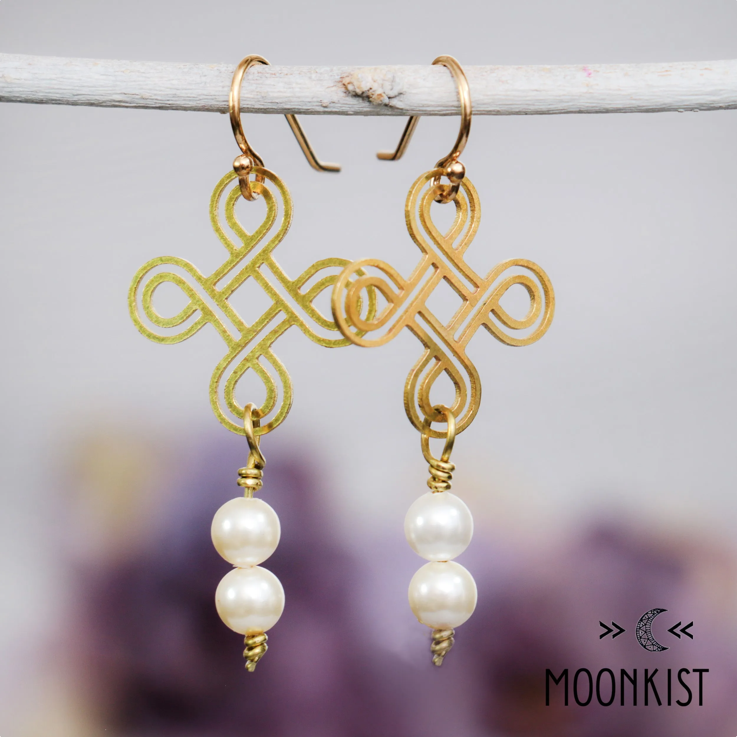 Handmade Pearl and Celtic Knot Earrings | Moonkist Designs