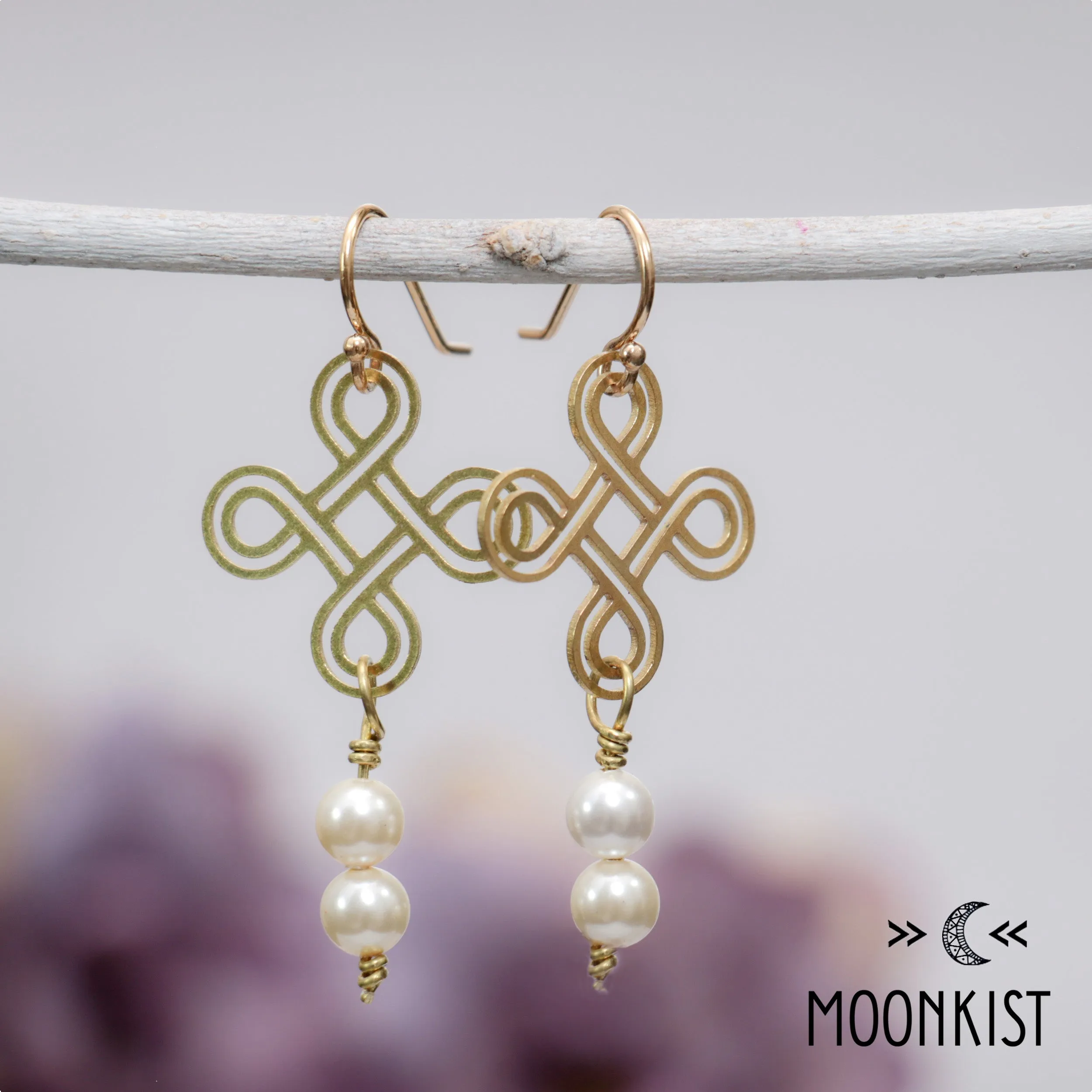 Handmade Pearl and Celtic Knot Earrings | Moonkist Designs