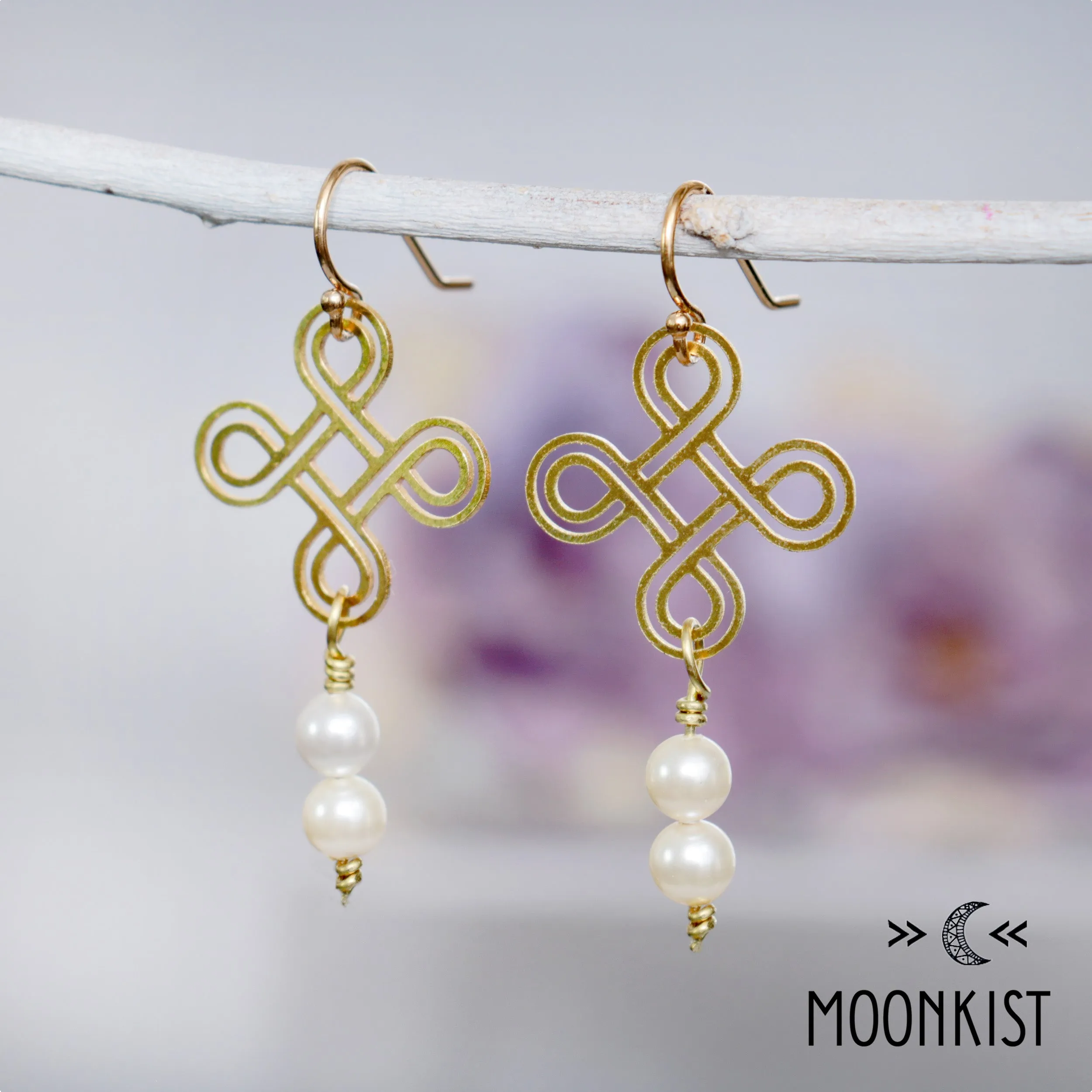 Handmade Pearl and Celtic Knot Earrings | Moonkist Designs