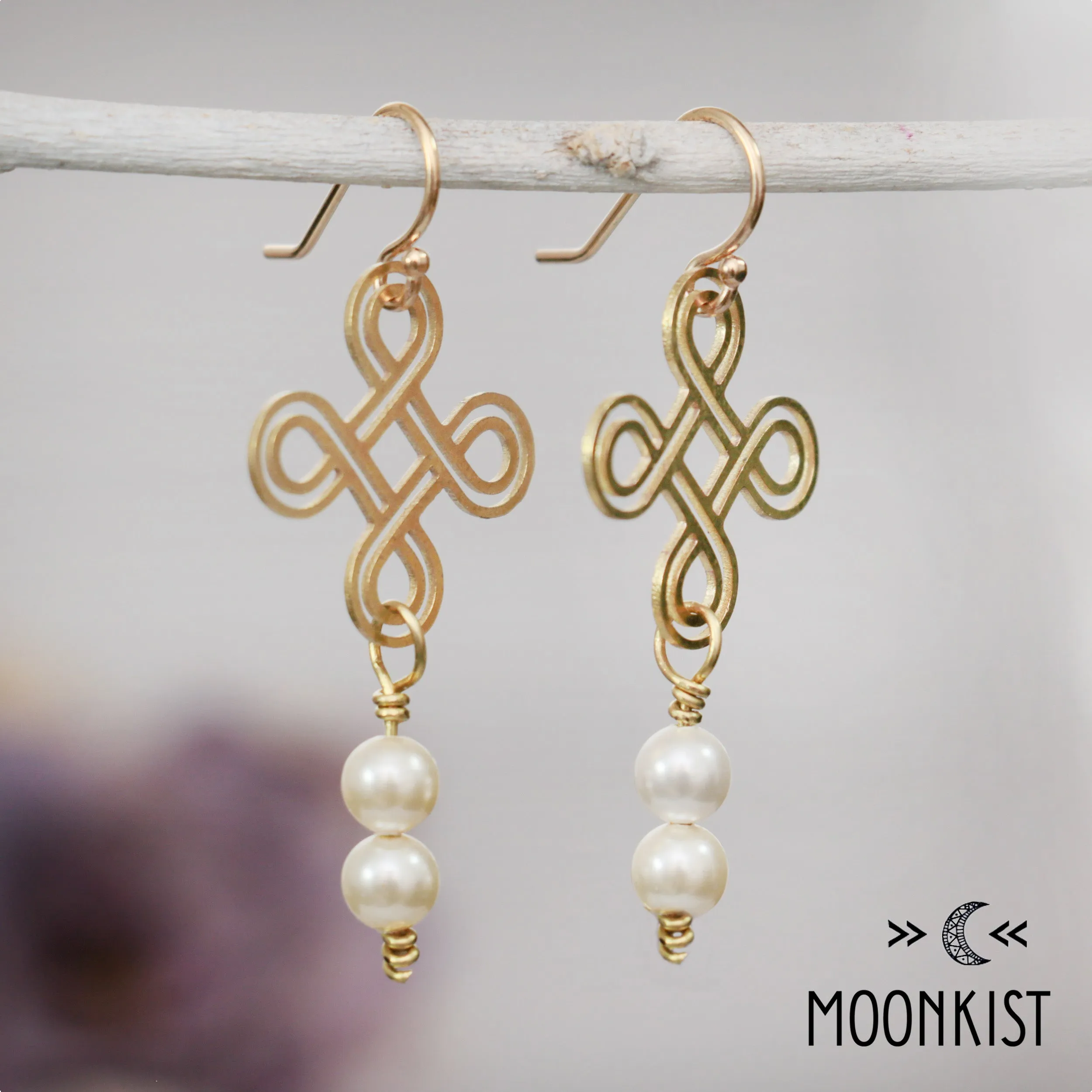 Handmade Pearl and Celtic Knot Earrings | Moonkist Designs