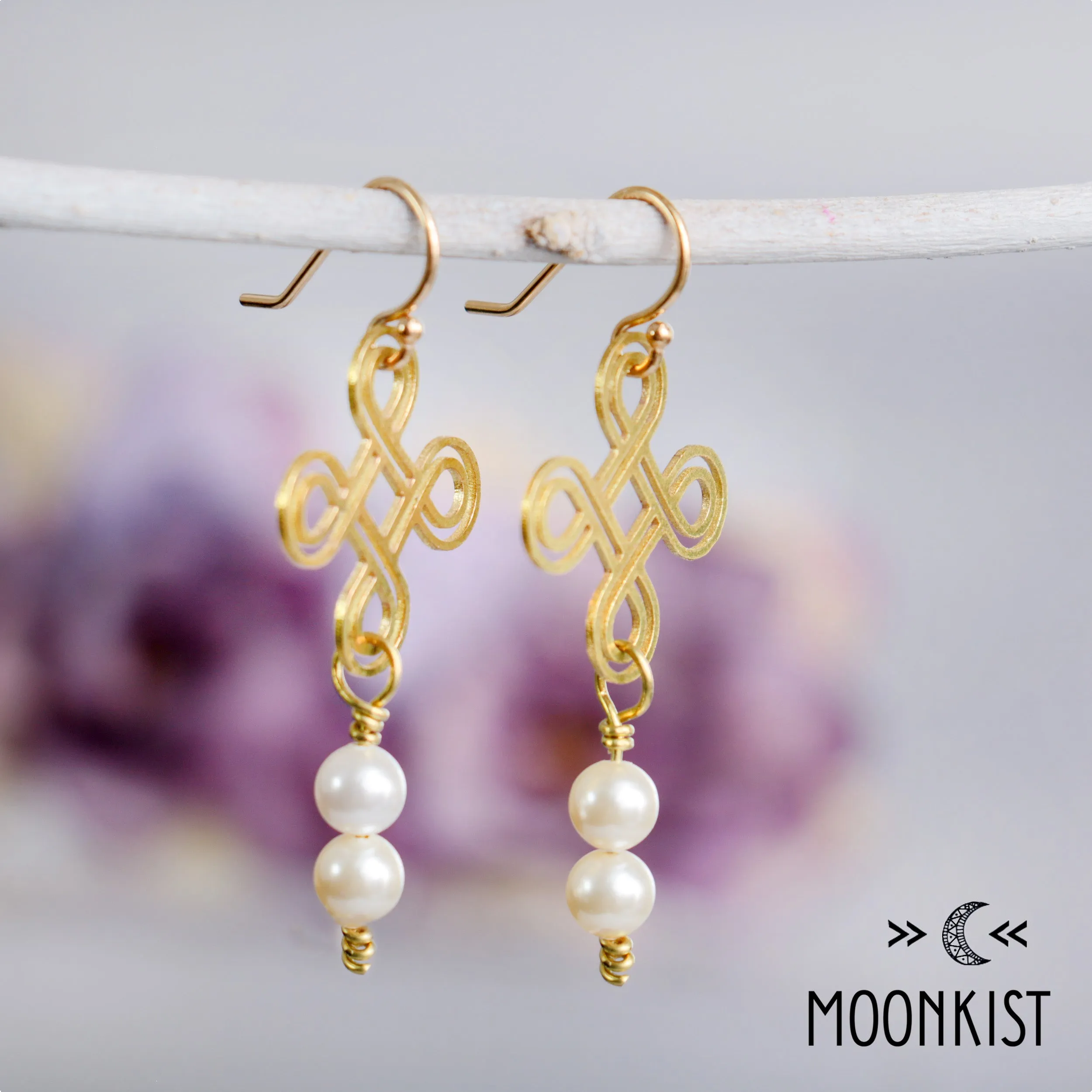 Handmade Pearl and Celtic Knot Earrings | Moonkist Designs