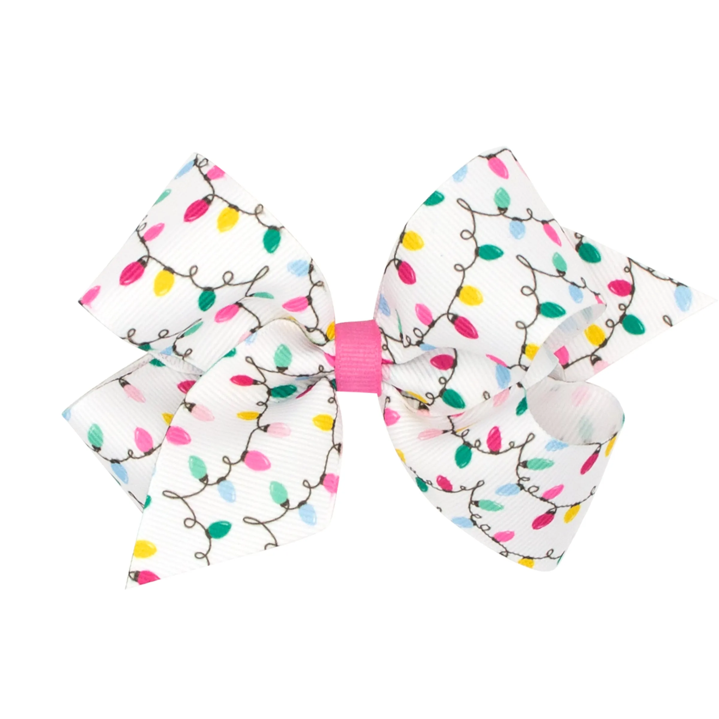 Holiday Lights Printed Grosgrain Hair Bow on Clippie