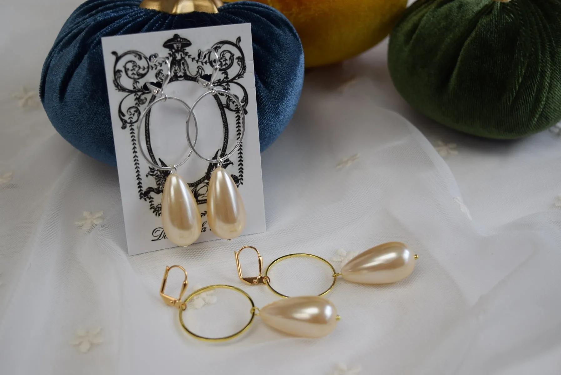 Hoop and Pearl Earrings - Large