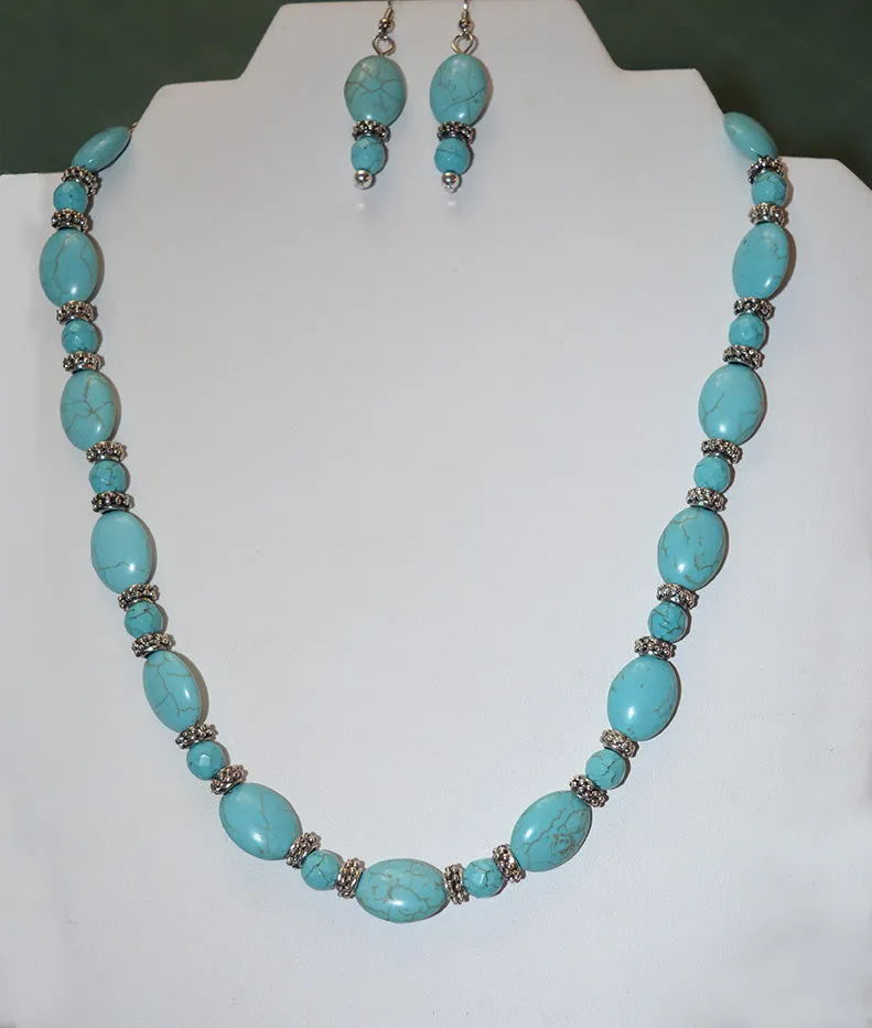 Howlite Necklace and Earrings Set