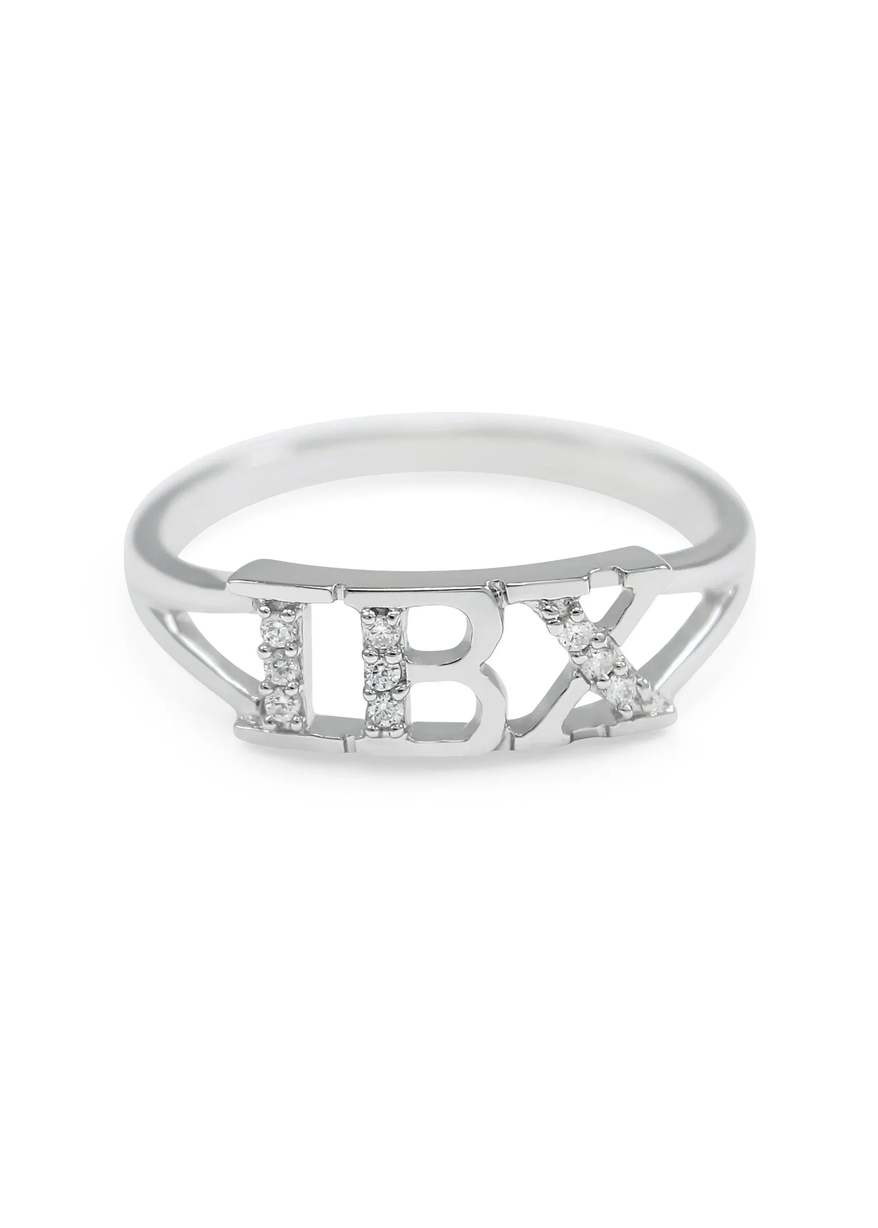 Iota Beta Chi Sterling Silver Ring with Simulated Diamonds