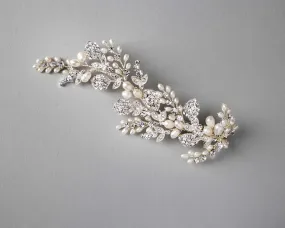 Ivory Cultured Pearls and Crystals Bridal Hair Clip