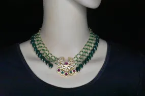 Jaali work Emralds Beeds Necklace Set