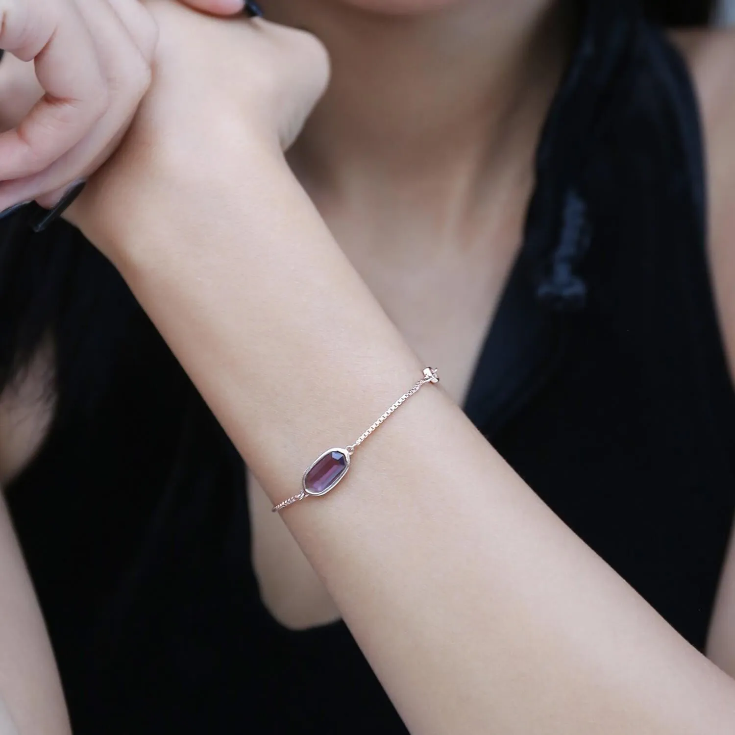 January Garnet Infinity Bracelet