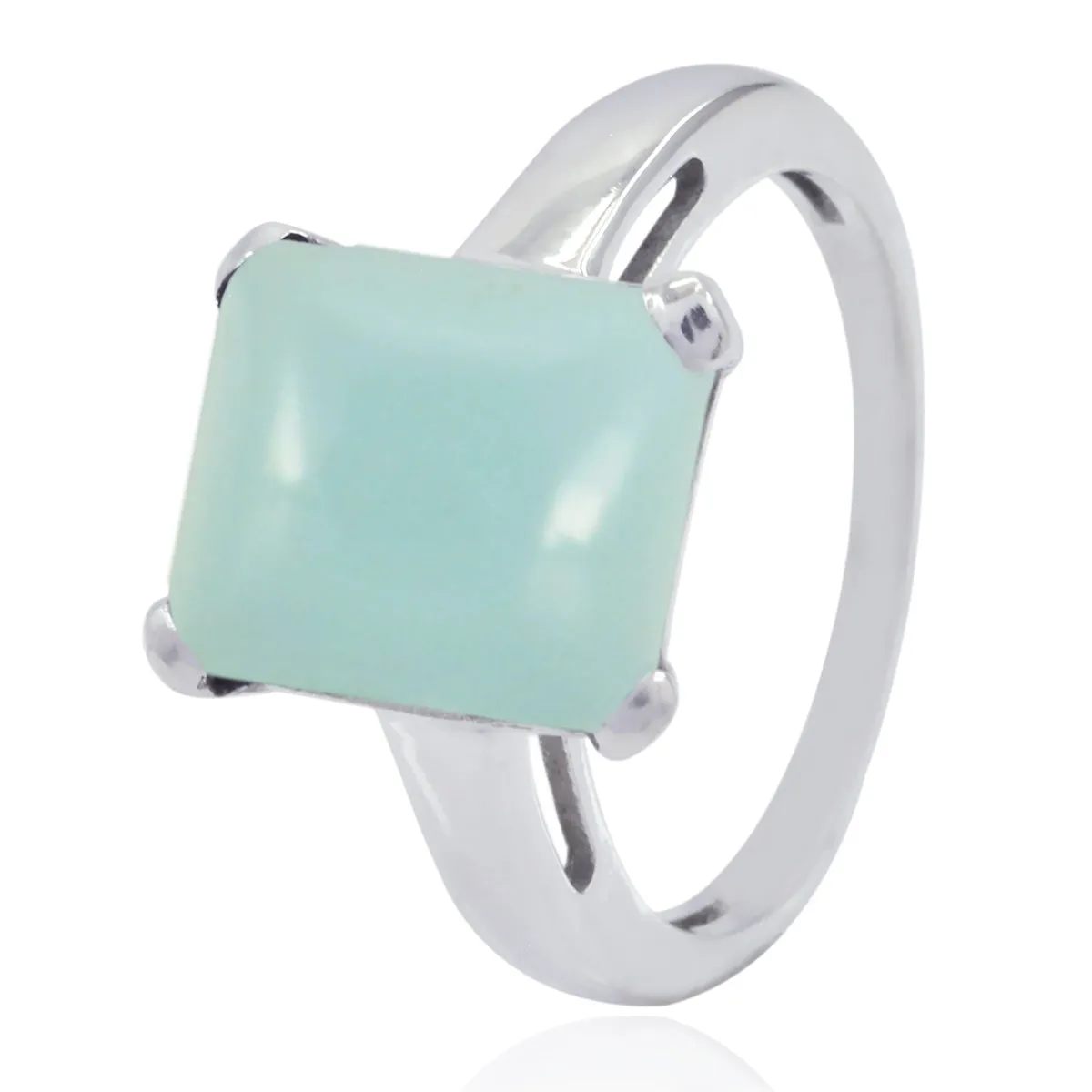 Junoesque Stone Aqua Chalcedony Solid Silver Ring Grandmother Jewelry