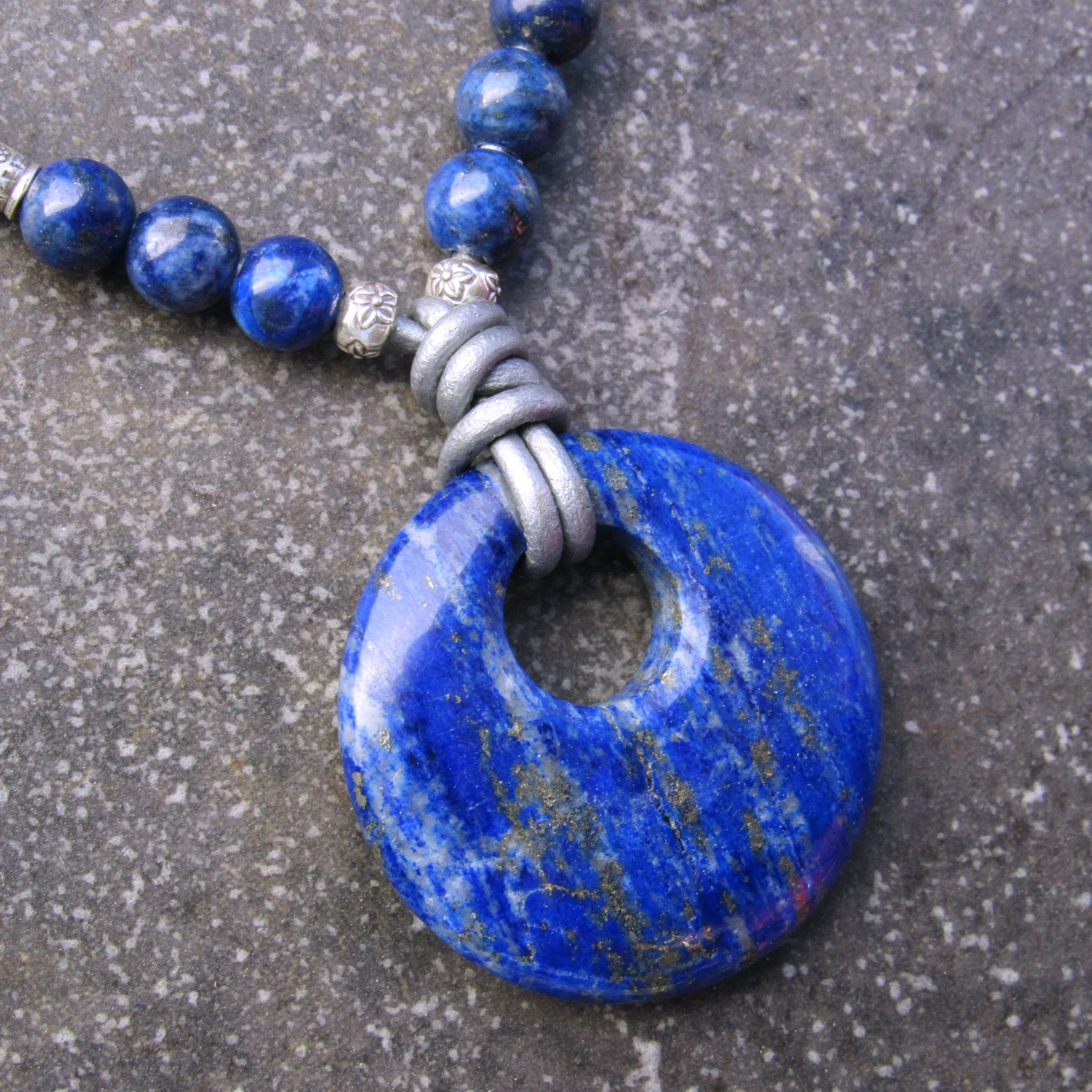 Lapis Lazuli Leather Necklace