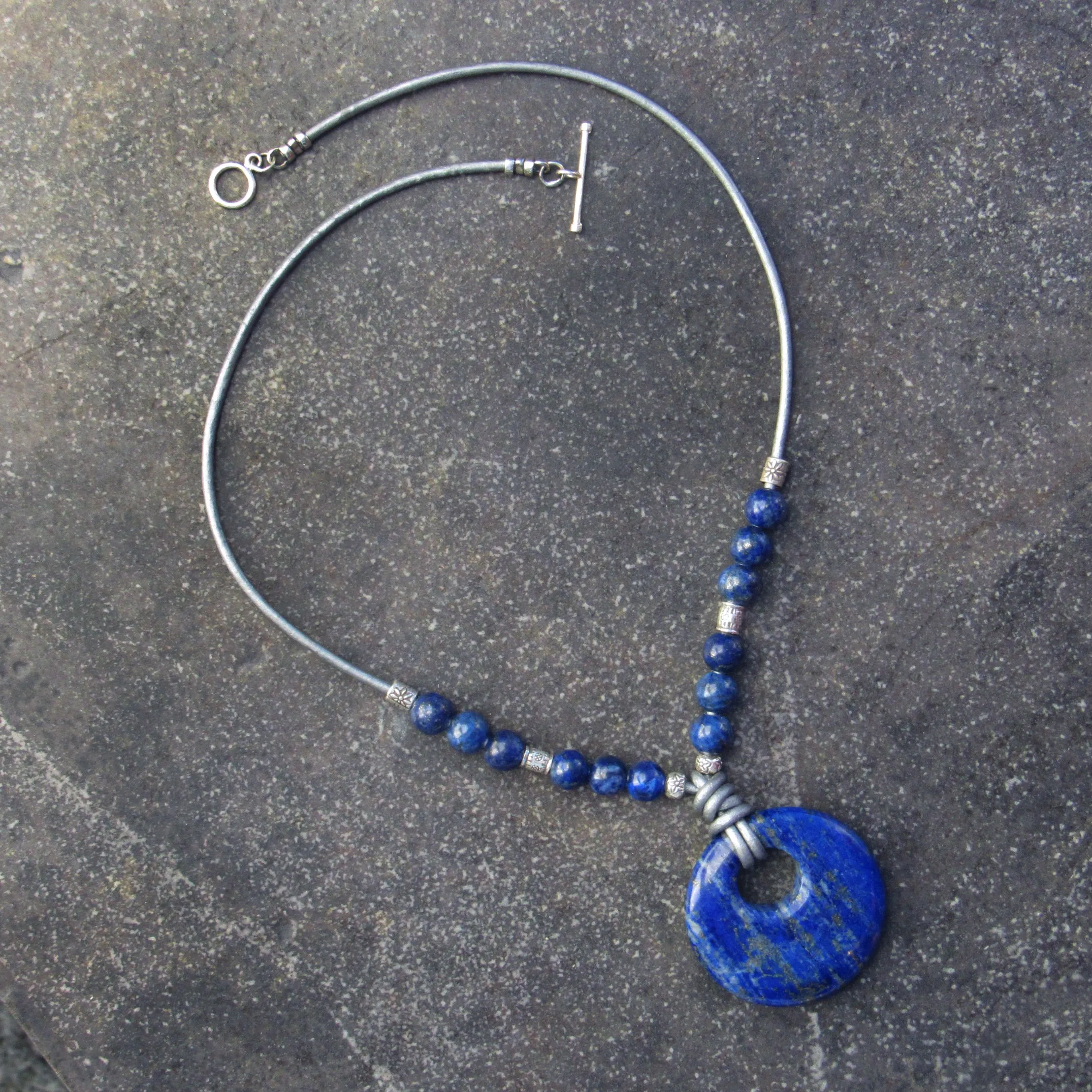 Lapis Lazuli Leather Necklace