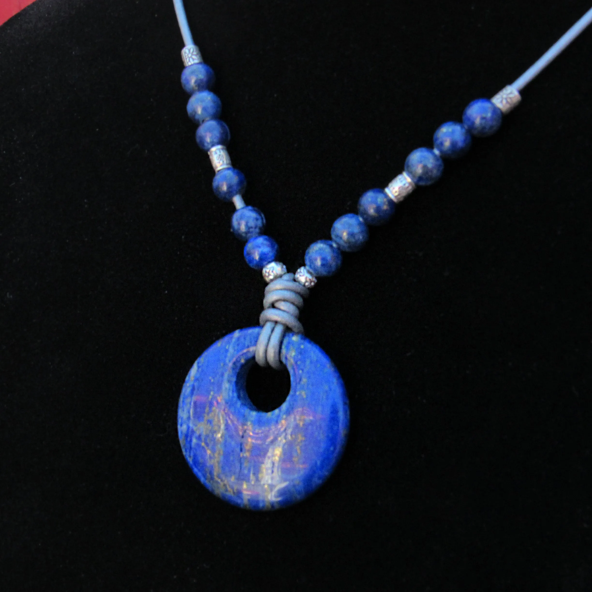 Lapis Lazuli Leather Necklace