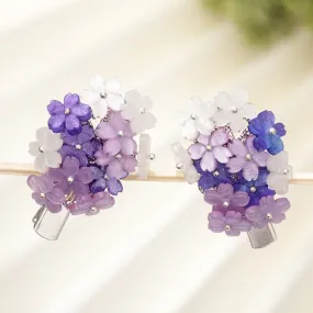 Lavender Violet Flower Hair Clips Wedding Bridal Hair Accessory